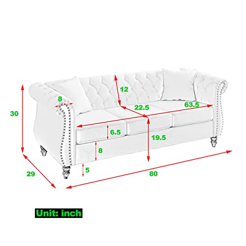 Beige Velvet 3 Seater Sofa W157