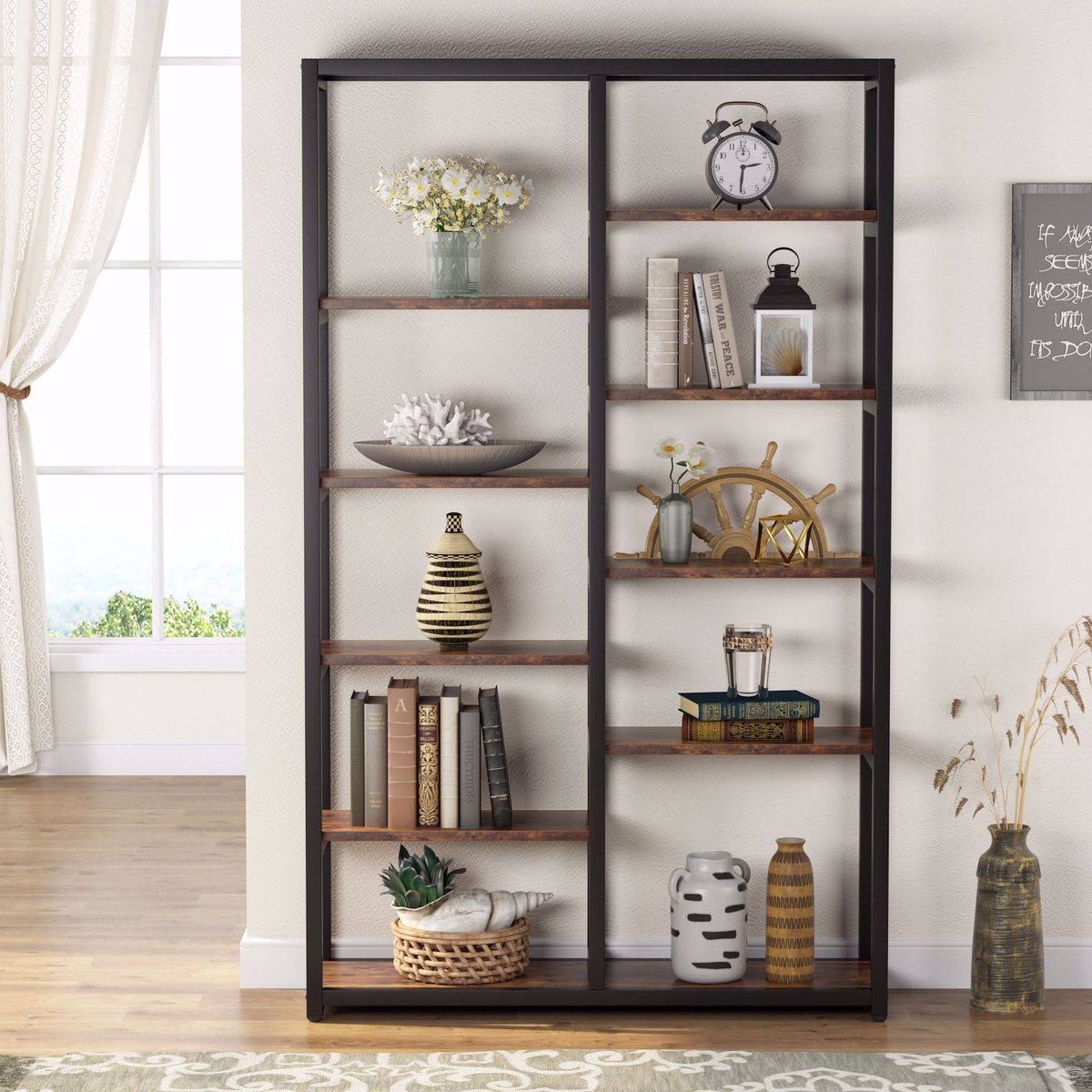 Industrial 10-Open Shelf Etagere Bookcase C5298