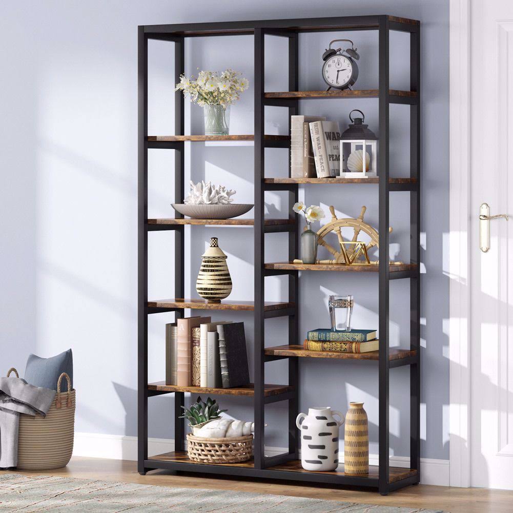 Industrial 10-Open Shelf Etagere Bookcase C5298