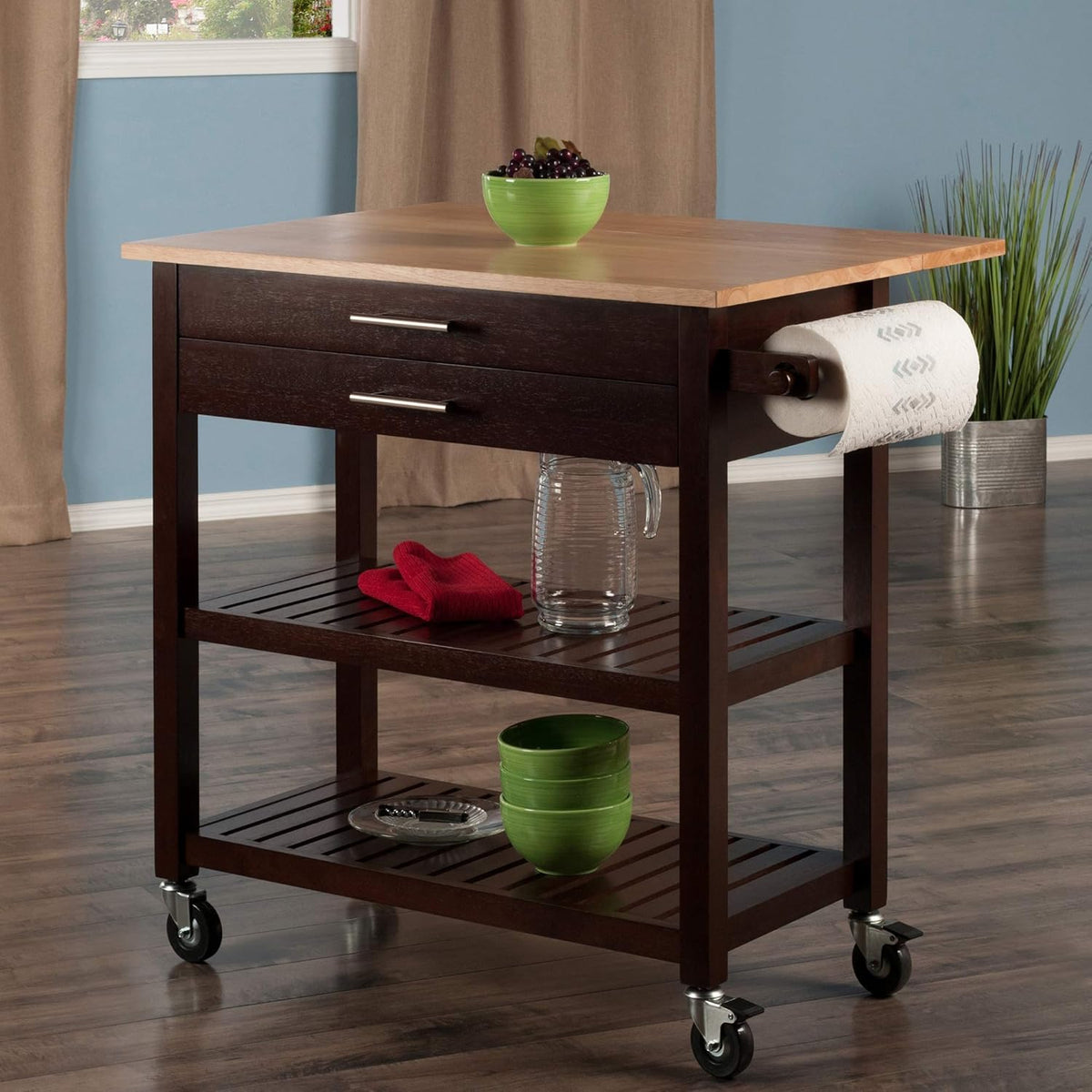 Cappuccino/Natural Kitchen Cart I803