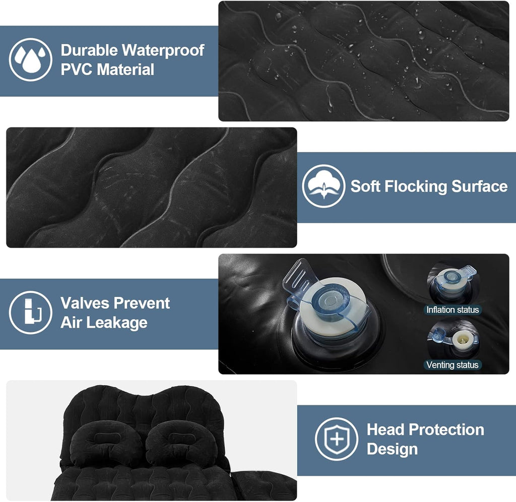 Black Inflatable Car Air Mattress for SUV Truck Camping Travel I144