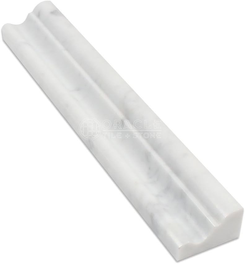 Carrara White Marble Crown Molding Trim, Honed V259