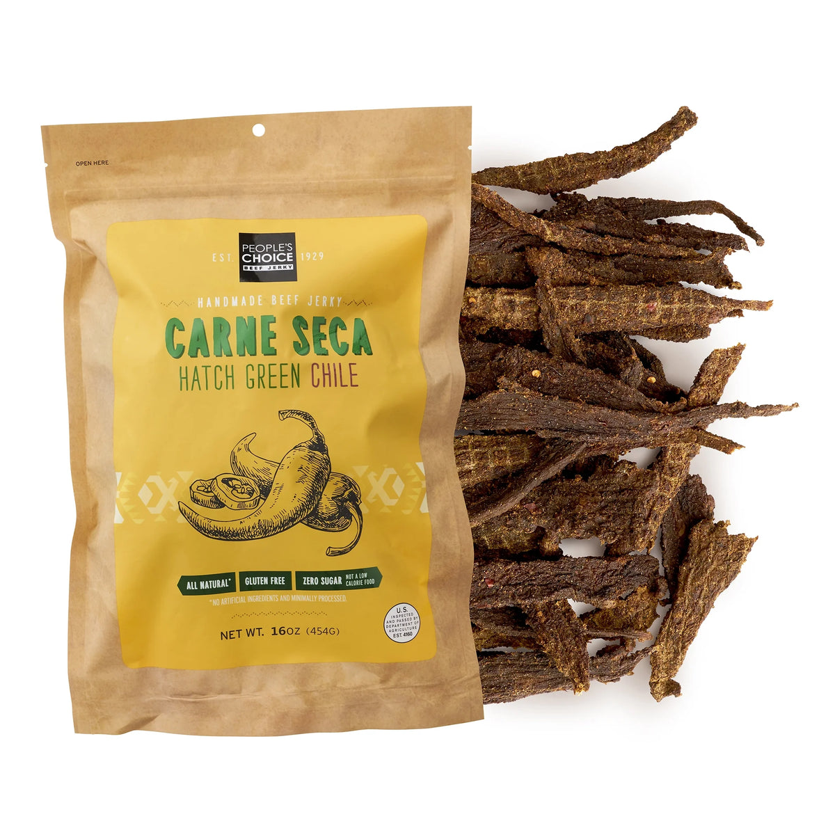 Sugar Free Beef Jerky Hatch Green Chile 1 Pound T1572