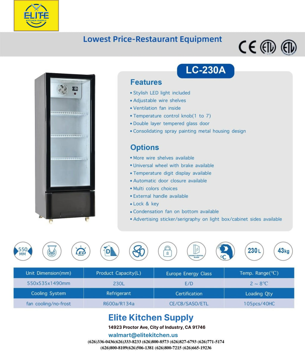 11.29 Cu. ft. Single Glass Door Beverage Commercial Refrigerator X580