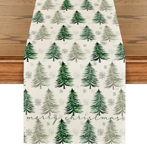 Green Christmas Table Runner 13x72 Inch E442