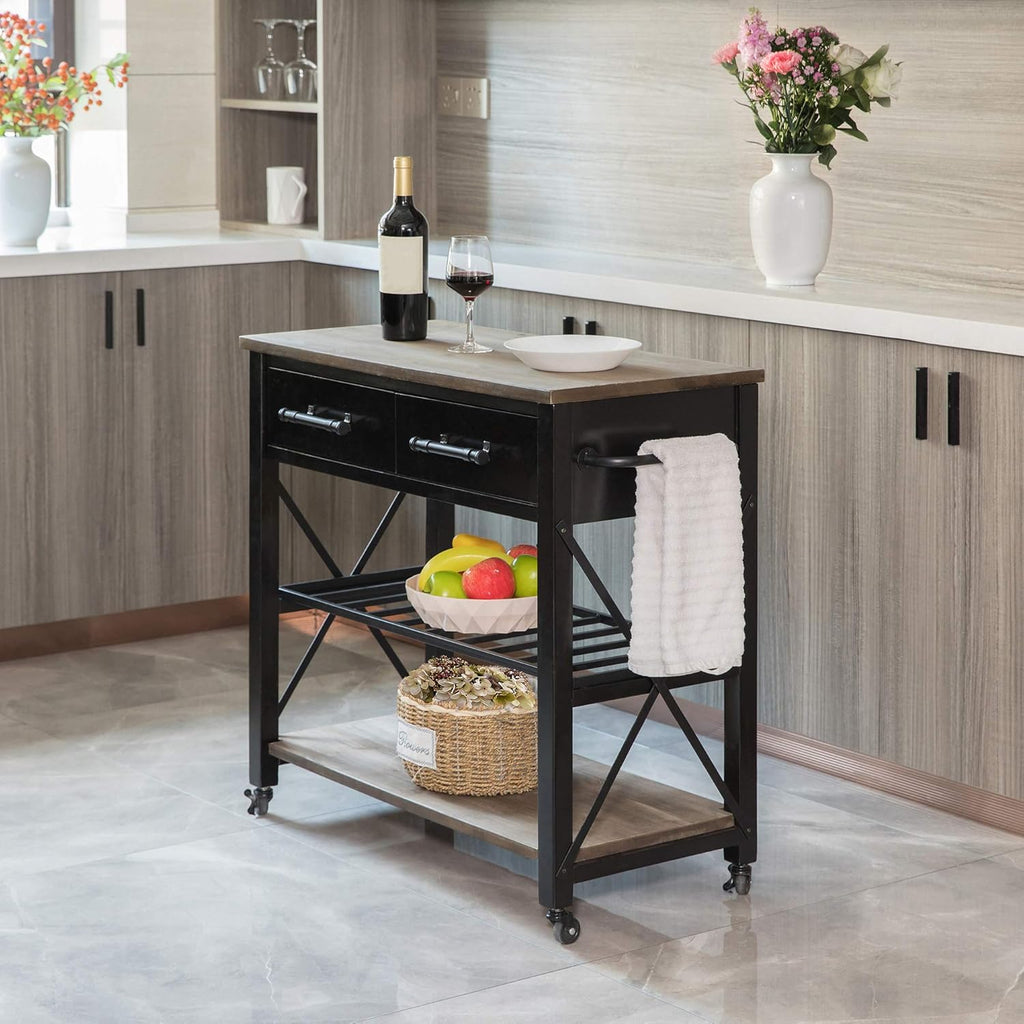 White Farmhouse Kitchen Cart J74255