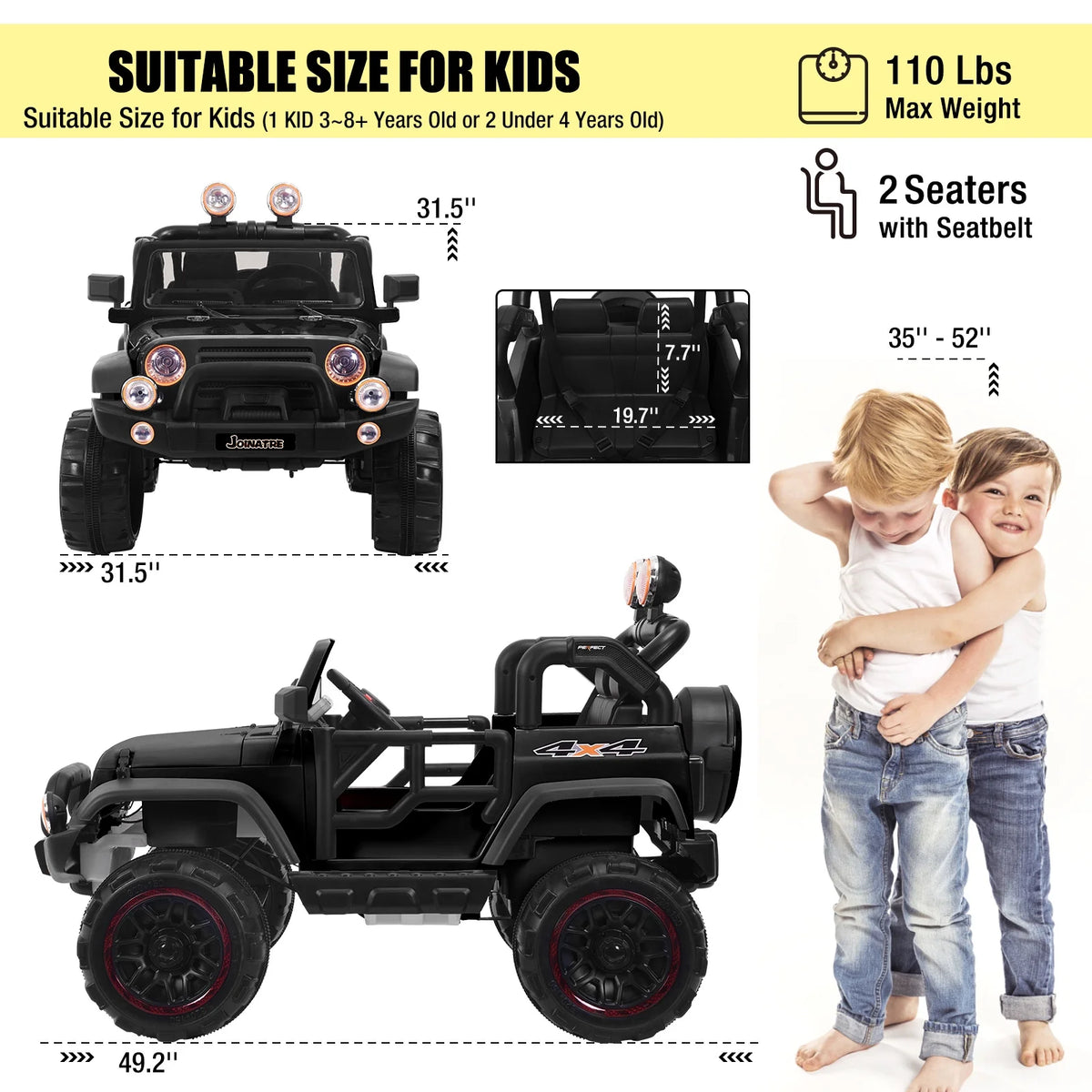 Black 24V 2 Seater Kids Ride On Truck with Remote Control G6554