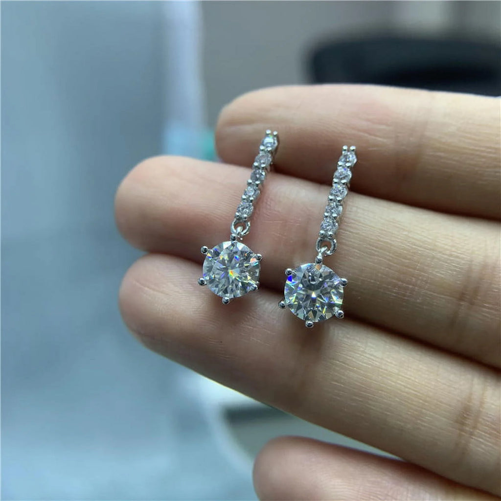 2 Carat D Color VVS1 Moissanite Dangle Earrings S925 Sterling Silver Drop Earrings W570565
