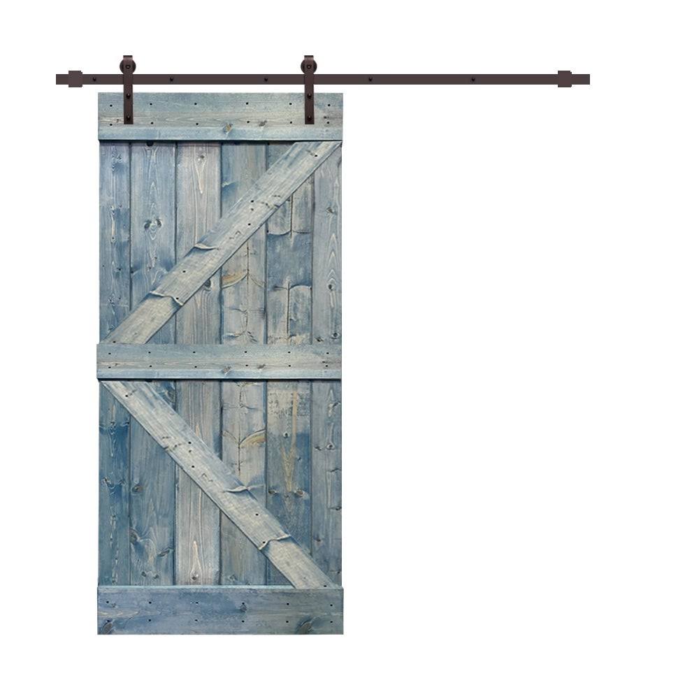 Colonial Maple Stained Wood Sliding Barn Door with Hardware Kit S6774