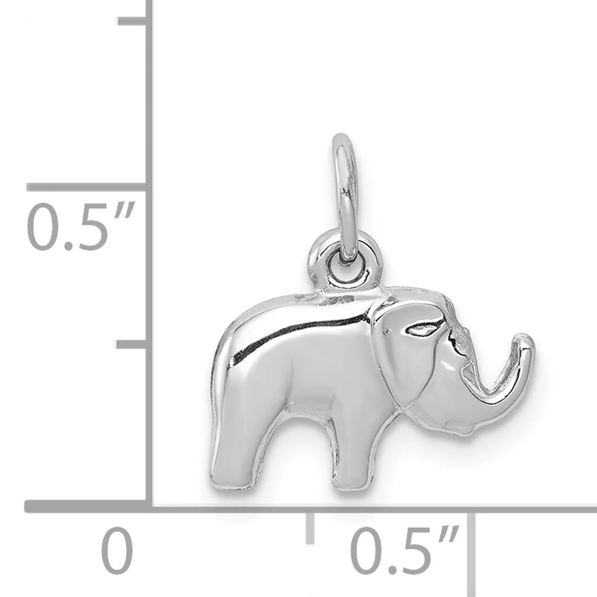 14K White Gold Rhodium Plated Elephant Pendant Charm L320
