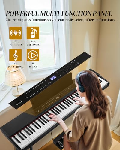88 Key Full Size Digital Piano with Bench and 3 Pedal Unit (Black) Z542738
