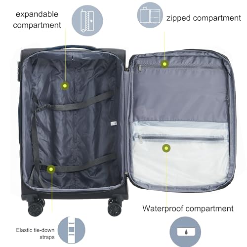 3pcs Softside Luggage Set with Spinner Wheels and TSA Lock J594031