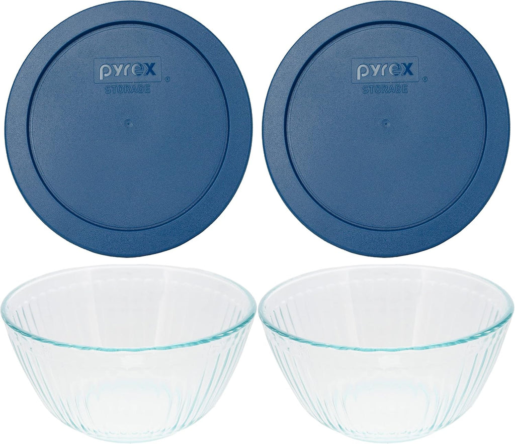 6-Cup Glass Mixing Bowls with Blue Spruce Lids K998006