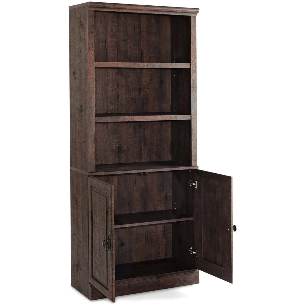 Heritage Walnut Finish 5 Shelf Bookcase with Doors U450484