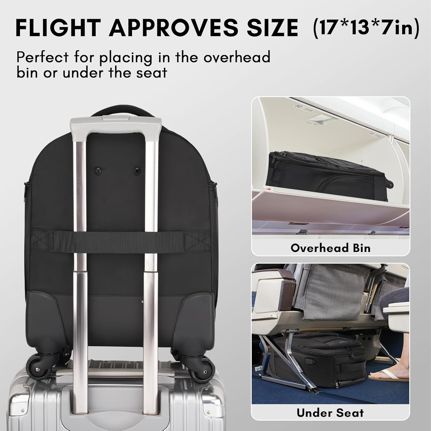 16 Inch Water Resistant Underseat Carry On Luggage with Spinner Wheels V304944