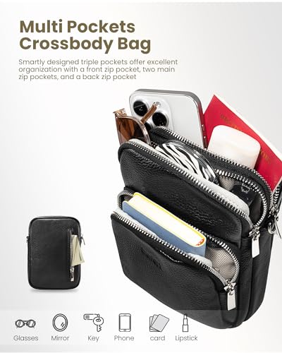 Small Genuine Leather Crossbody Bag with RFID Blocking Card Slots J263