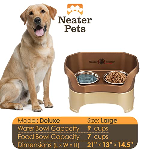 Large Midnight Black Elevated Stainless Steel Dog Bowls H67178