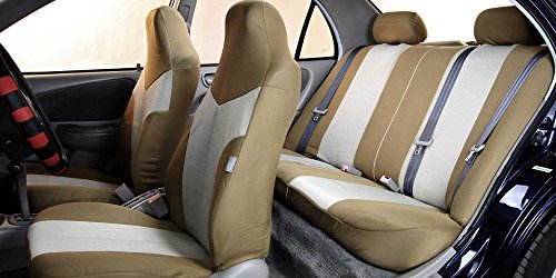 Beige Twill Car Seat Covers Full Set T5660
