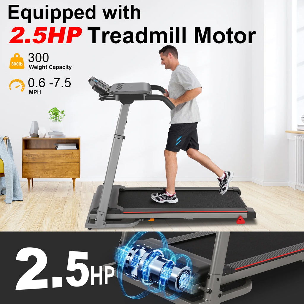 2.5 HP Portable Folding Treadmill with Incline（Gray） B769325