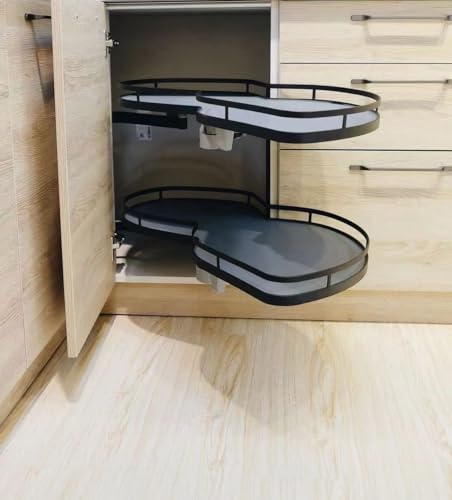 2-Tier Grey Pull Out Shelf Kitchen Cabinet Storage Rack I367