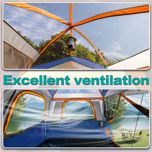 Waterproof PU2000mm Double Layer Tent for Camping, 8FT L x 8FT W x 7.2FT H W31692