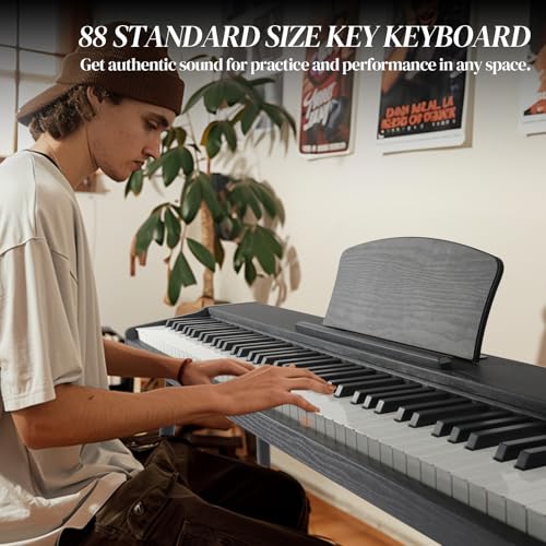88 Key Full Size Digital Piano with Bench and 3 Pedal Unit (Black) Z542738