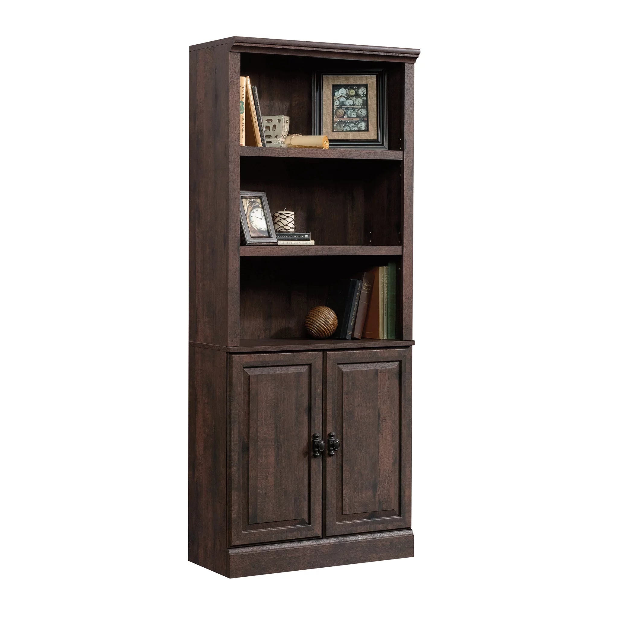 Heritage Walnut Finish 5 Shelf Bookcase with Doors U450484