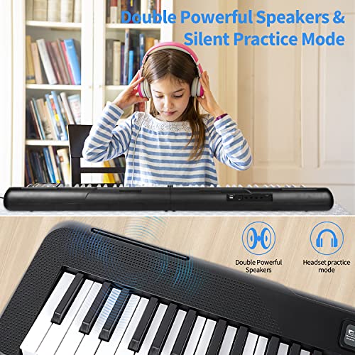 88 Key Semi Weighted Electric Digital Piano with Sustain Pedal, Power Supply, Stand, Carrying Case, Headphones L884456