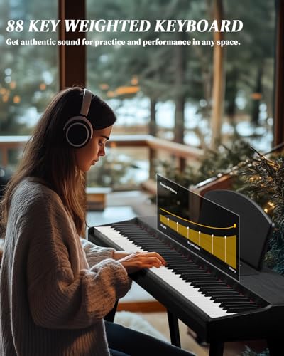 88 Key Full Size Digital Piano with Bench and 3 Pedal Unit (Black) Z542738