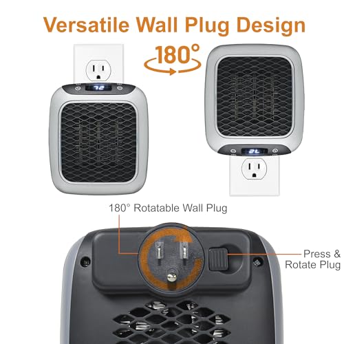 800W Wall Outlet Ceramic Mini Heater with Adjustable Thermostat F66242