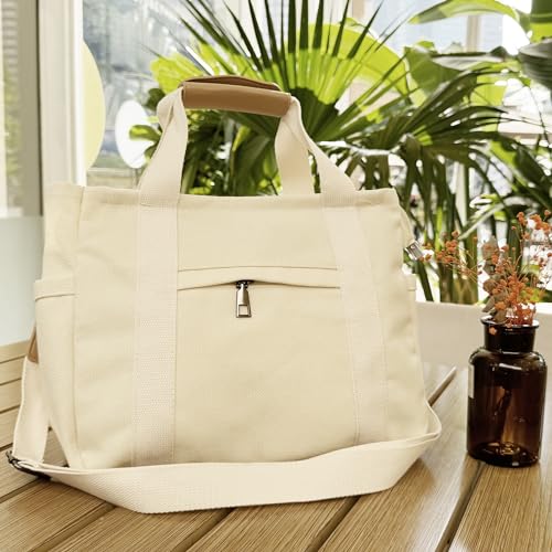 Canvas Tote Bag with Multiple Pockets O309610