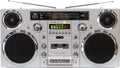 Silver Portable Boombox with CD Player Cassette Player FM Radio USB Bluetooth Speaker Y726594