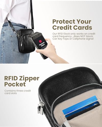 Small Genuine Leather Crossbody Bag with RFID Blocking Card Slots J263