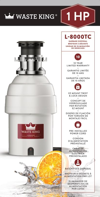 3/4 HP Batch Feed Garbage Disposal with Power Cord O8730