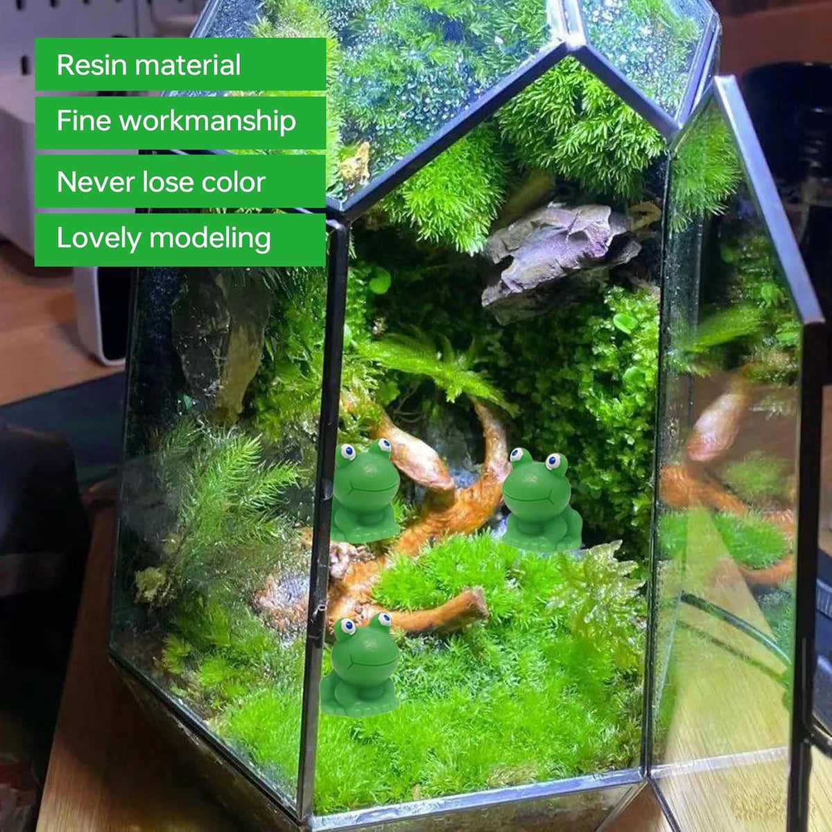 50 Pcs Green Plastic Frog Figurines Miniature Garden Decor B137420