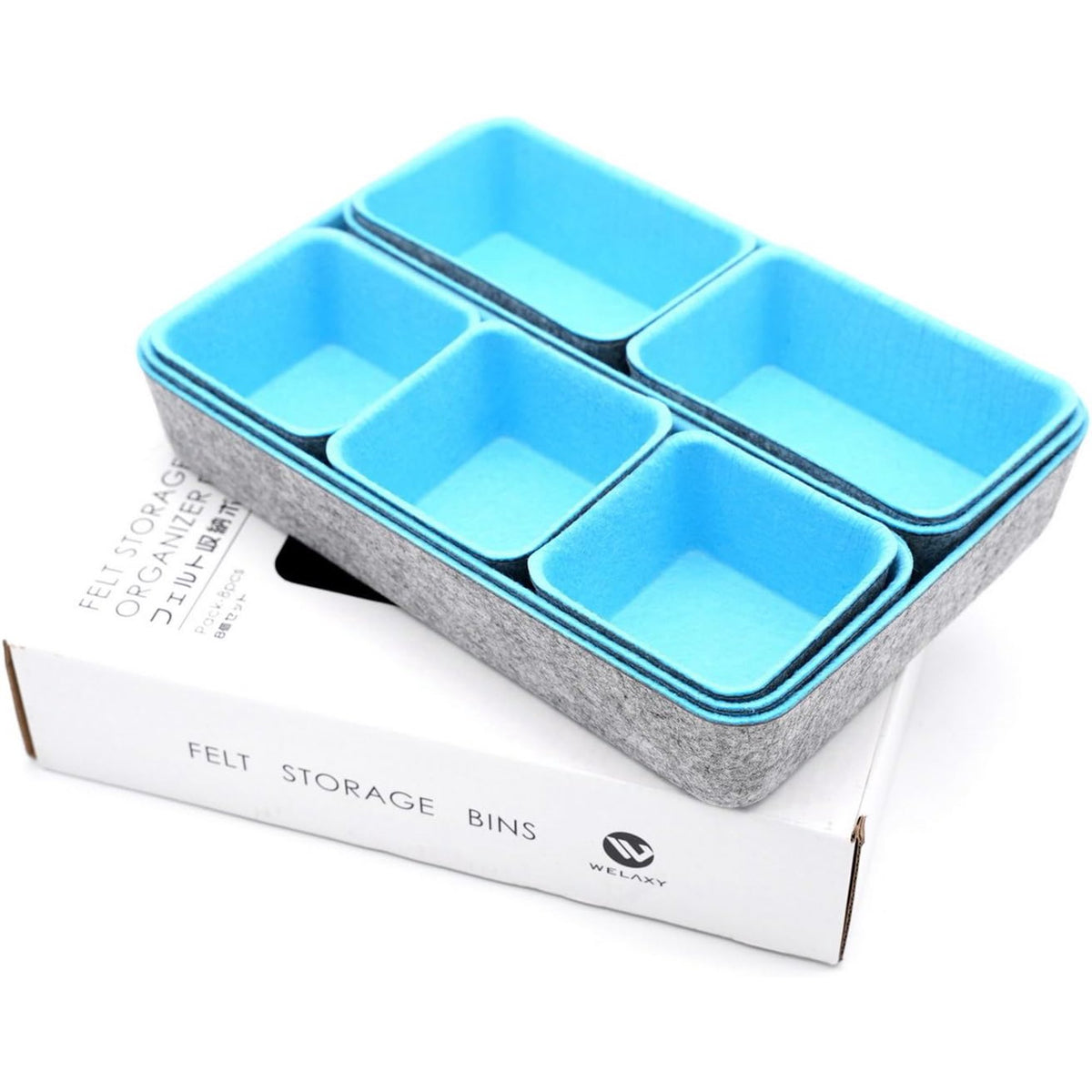 8-piece Felt Drawer Organizers Tray in Glacier Gray T264