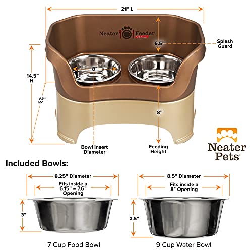 Large Midnight Black Elevated Stainless Steel Dog Bowls H67178
