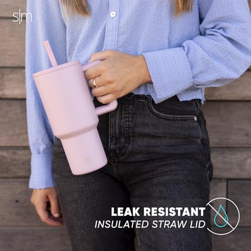 30 oz Insulated Stainless Steel Tumbler with Handle and Straw Lid O528952