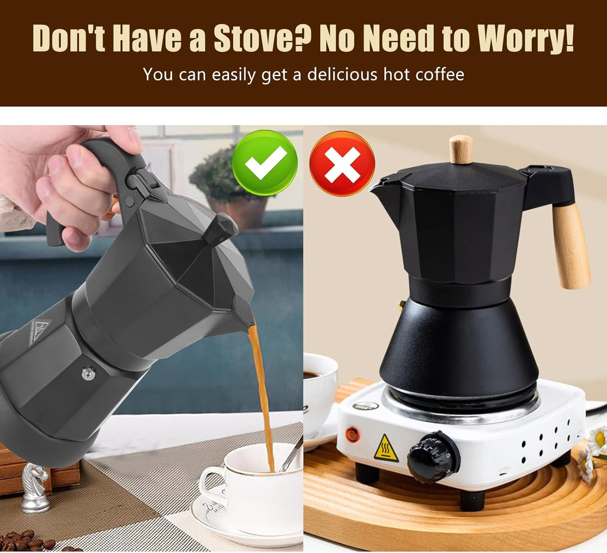 6 Cup Aluminum Electric Mocha Pot G983981