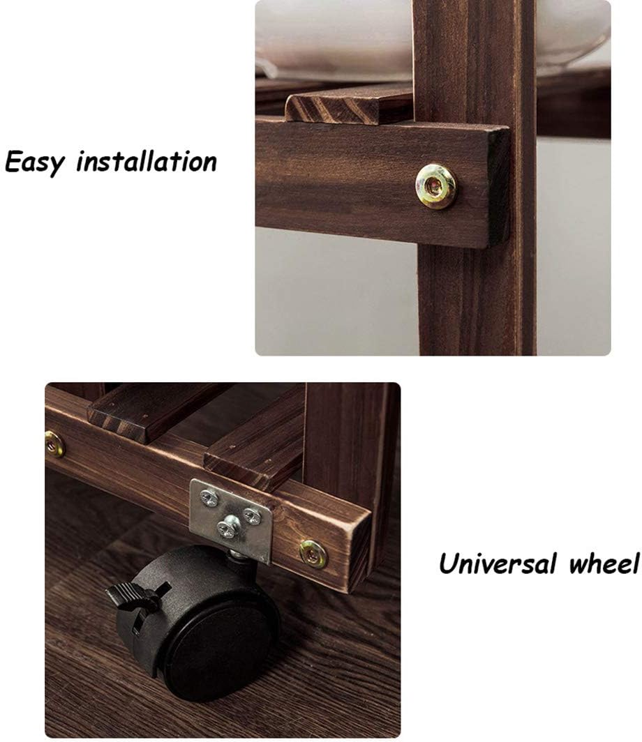 Multi-Layer Wooden Plant Stand with Wheels E7916