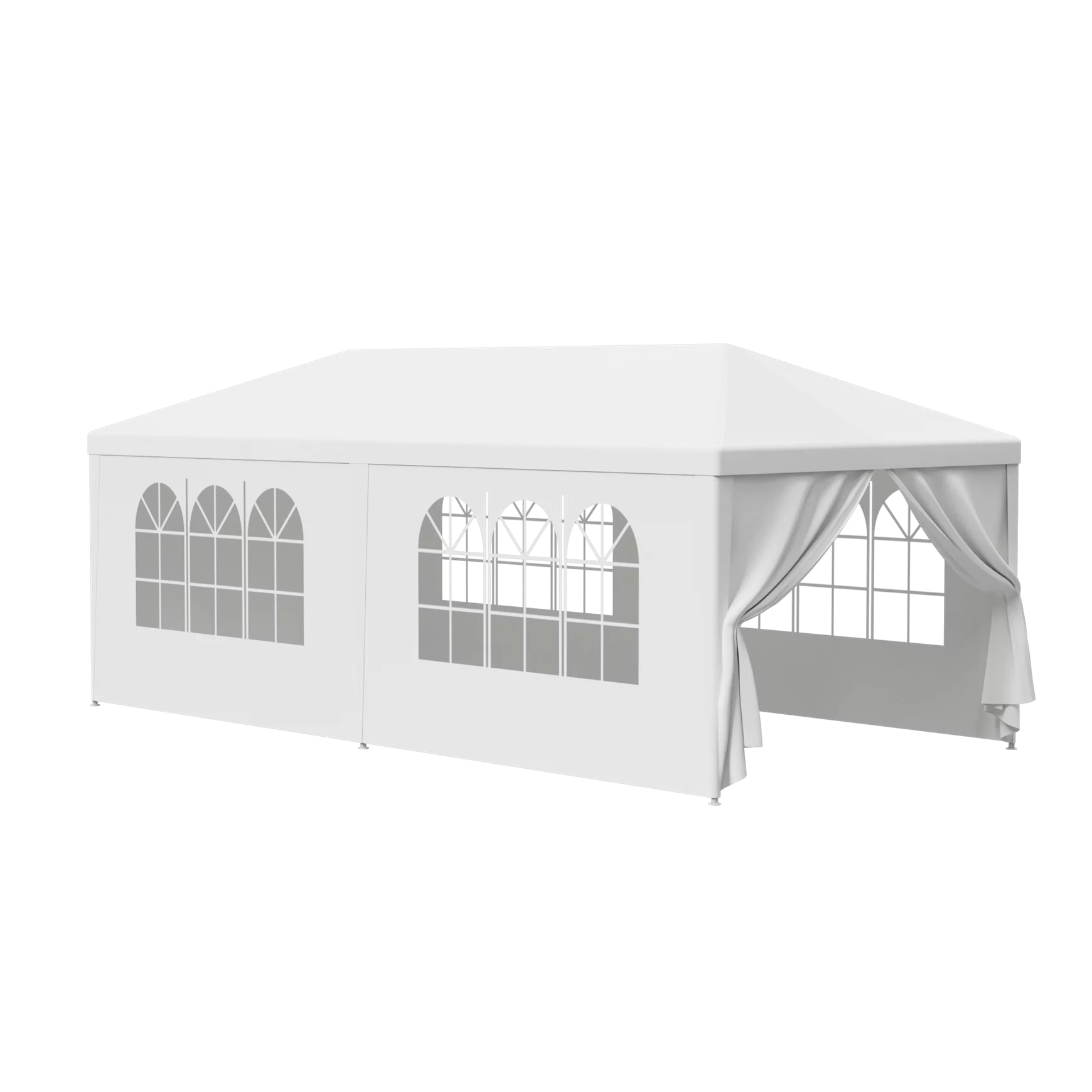 White 10x20FT Outdoor Gazebo Canopy Tent with 6 Removable Walls D766