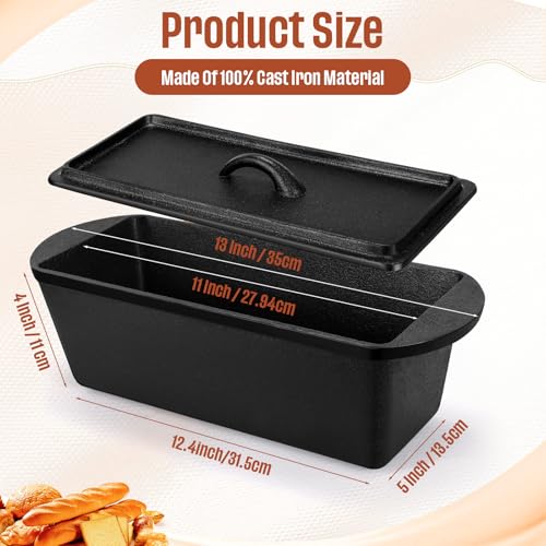 Cast Iron Bread Loaf Pan with Lid 13 x 5 x 4 Inches B496
