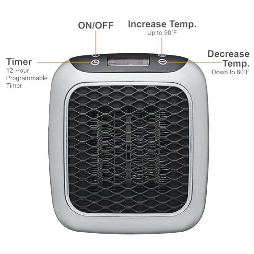 800W Wall Outlet Ceramic Mini Heater with Adjustable Thermostat F66242