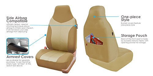 Beige Twill Car Seat Covers Full Set T5660