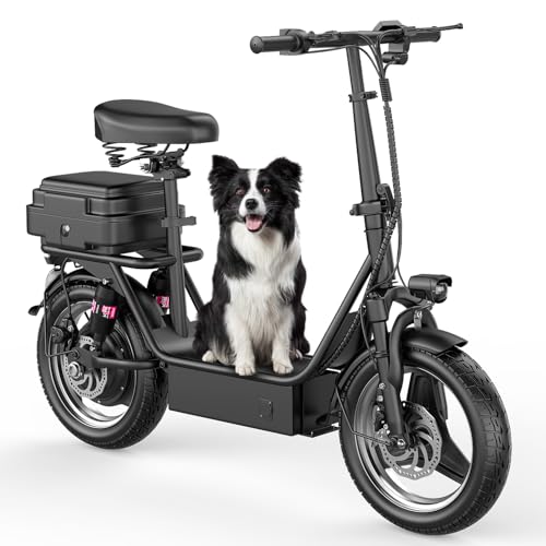 500W Peak Motor Sit Down E Scooter with Basket, 14" Pneumatic Tire H427117