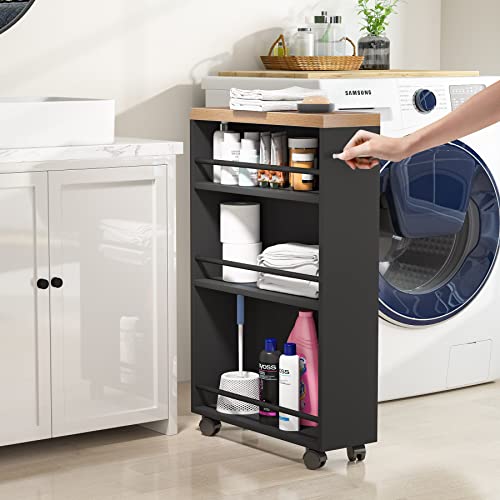 Slim 4-Tier Rolling Storage Cart with Handle Y342298
