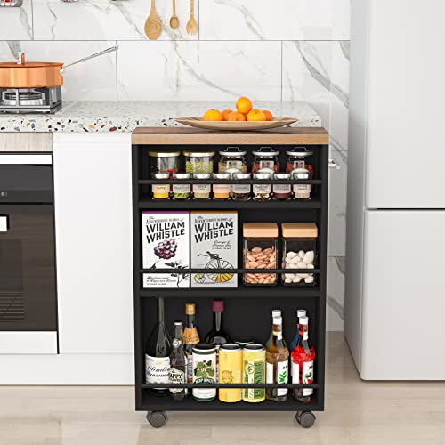 Slim 4-Tier Rolling Storage Cart with Handle Y342298