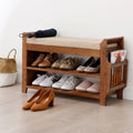2 Tier Bamboo Shoe Rack Bench with Soft Seat C776300