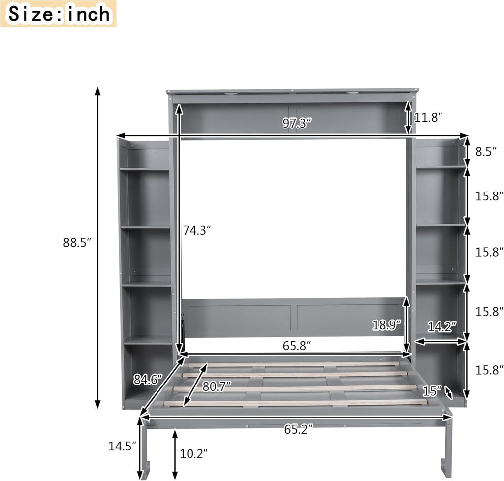 Queen Size Solid Wood Murphy Bed K6566