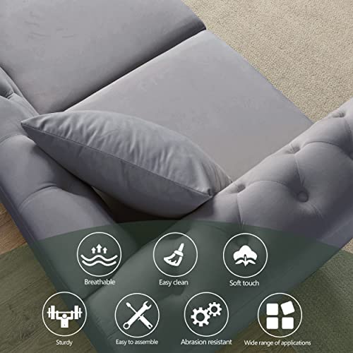 Beige Velvet 3 Seater Sofa W157